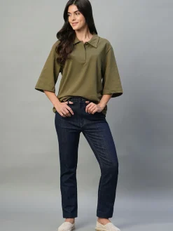 Women Cottonworld Regular Fit^Women's Cotton Elastane Regular Fit Tshirt
