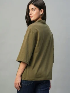 Women Cottonworld Regular Fit^Women's Cotton Elastane Regular Fit Tshirt