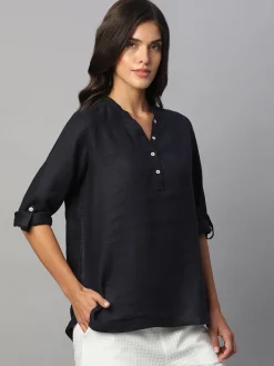 Women Cottonworld Tops & Shirts | Tops & Shirts^Women's 100% Linen Regular Fit Blouse