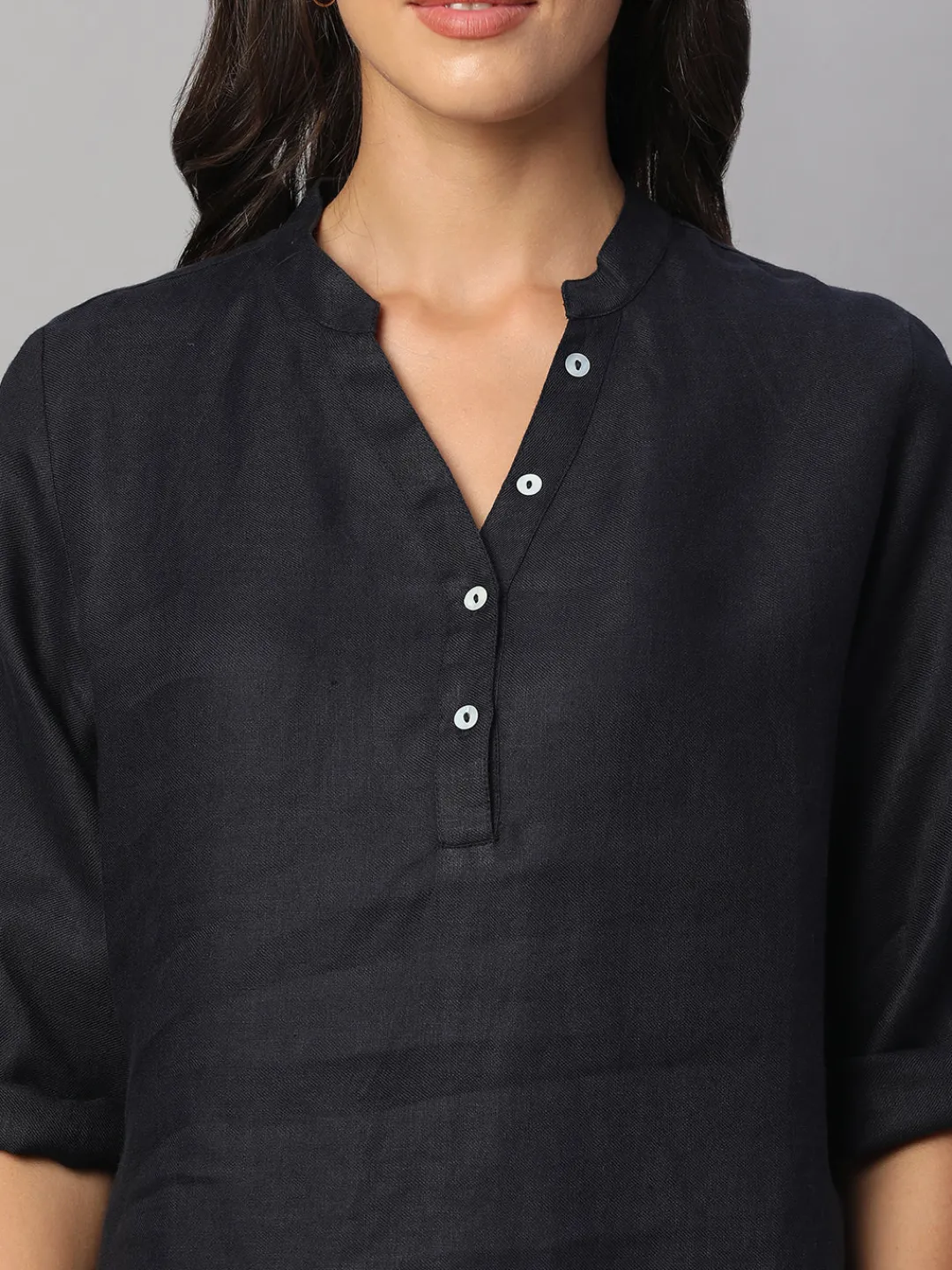 Women Cottonworld Tops & Shirts | Tops & Shirts^Women's 100% Linen Regular Fit Blouse