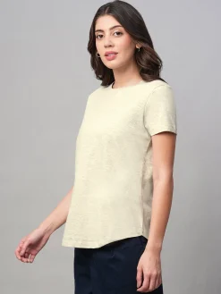 Women Cottonworld Round Neck | Regular Fit^Women's 100% Cotton Regular Fit Tshirt