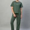 Women Cottonworld Loungewear^Women's 100% Cotton Regular Fit Knit Tshirt-Pyjama Set