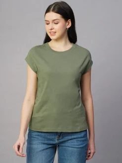 Women Cottonworld Round Neck | Regular Fit^Women's 100% Cotton Regular Fit Tshirt