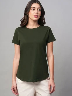 Women Cottonworld Round Neck | Regular Fit^Women's 100% Cotton Regular Fit Tshirt