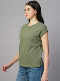 Women Cottonworld Round Neck | Regular Fit^Women's 100% Cotton Regular Fit Tshirt