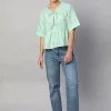 Women Cottonworld Tops & Shirts | Tops & Shirts^Women's 100% Linen Regular Fit Blouse