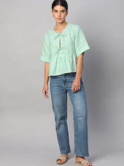 Women Cottonworld Tops & Shirts | Tops & Shirts^Women's 100% Linen Regular Fit Blouse