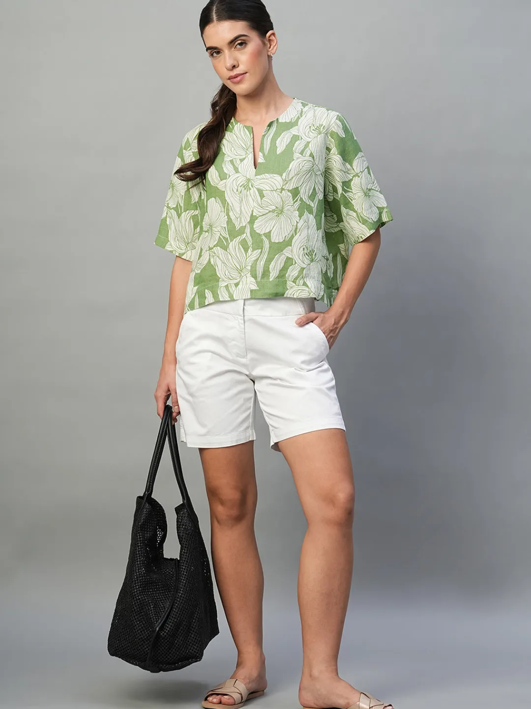 Women Cottonworld Tops & Shirts | Tops & Shirts^Women's 100% Linen Regular Fit Blouse