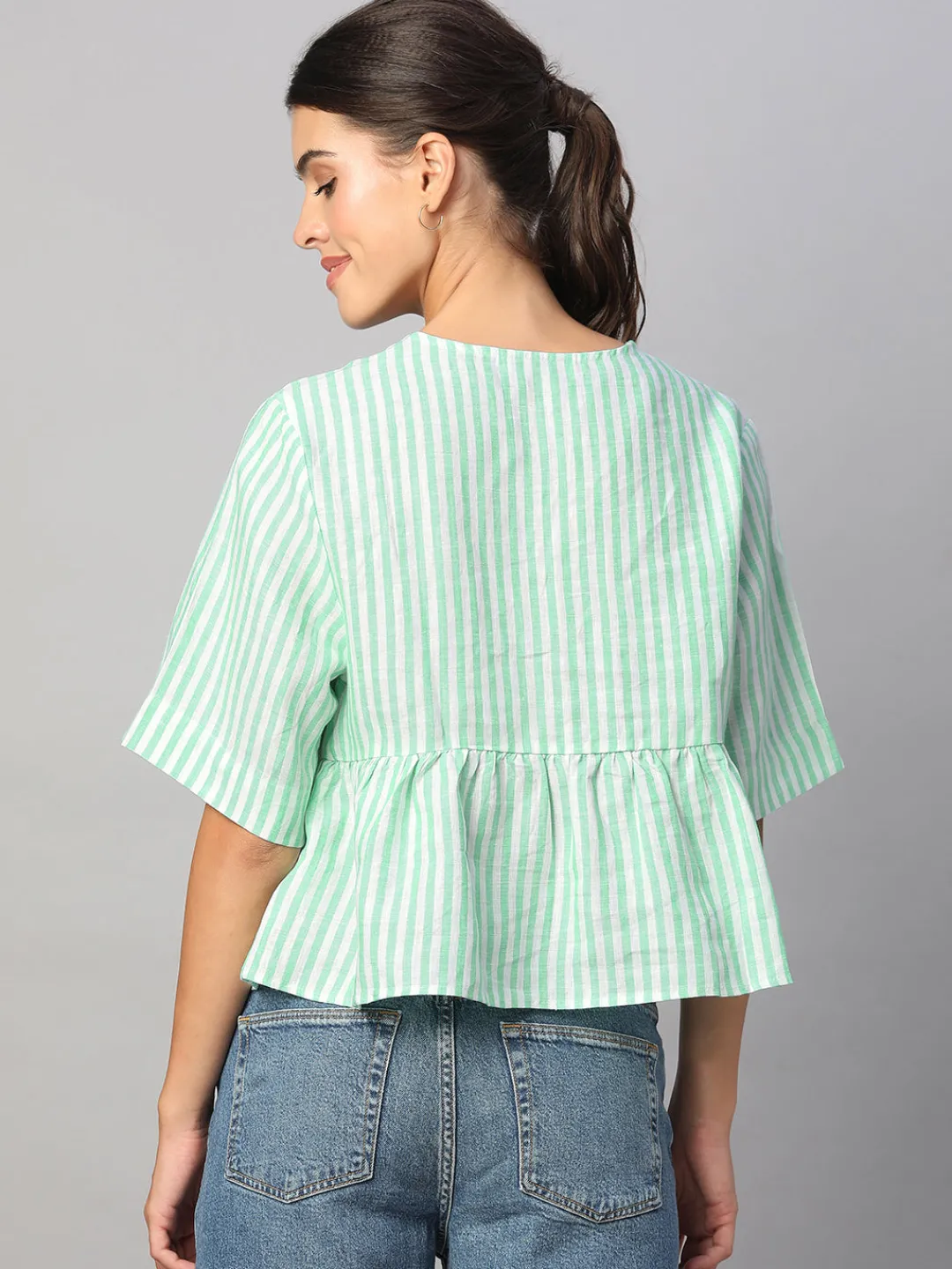 Women Cottonworld Tops & Shirts | Tops & Shirts^Women's 100% Linen Regular Fit Blouse