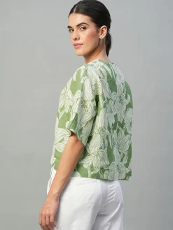 Women Cottonworld Tops & Shirts | Tops & Shirts^Women's 100% Linen Regular Fit Blouse