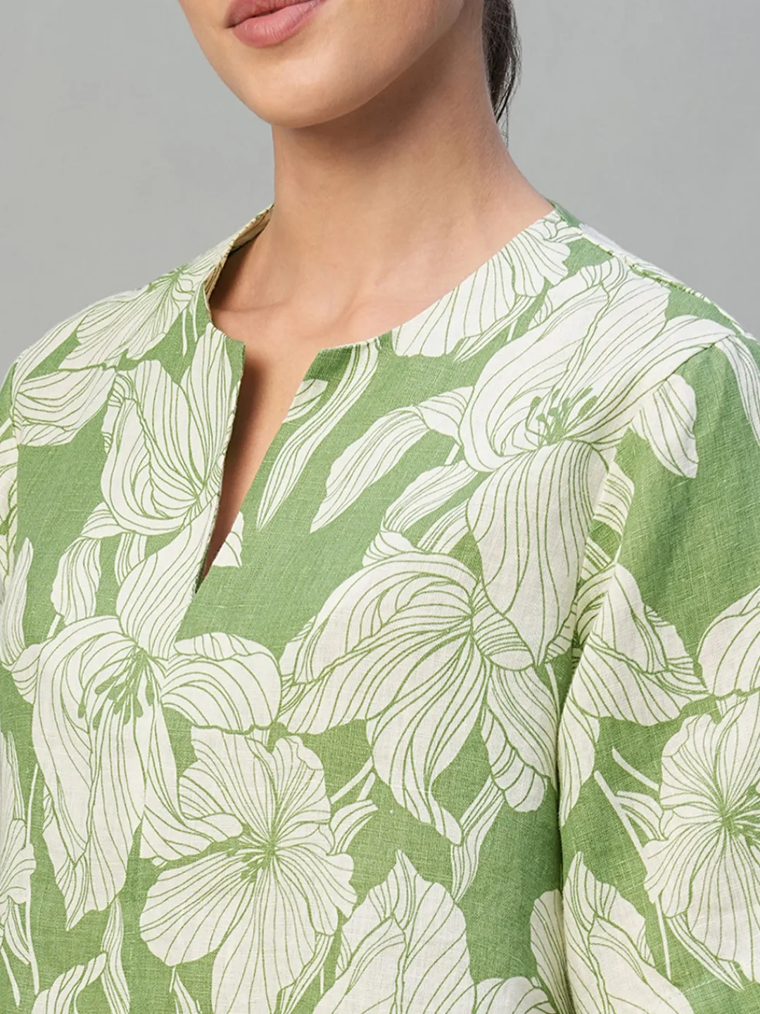 Women Cottonworld Tops & Shirts | Tops & Shirts^Women's 100% Linen Regular Fit Blouse