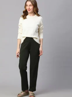 Women Cottonworld Trousers^Women's Cotton Elastane Regular Fit Knit Pant