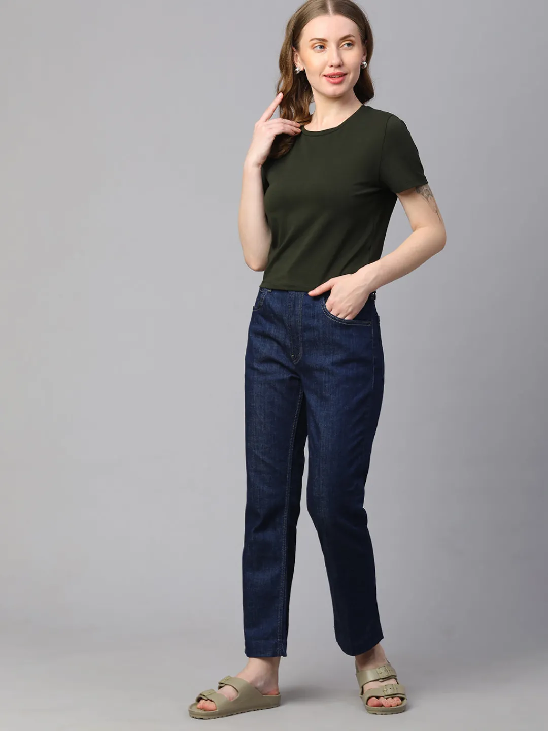 Women Cottonworld Round Neck | Regular Fit^Women's Cotton Elastane Regular Fit Tshirt