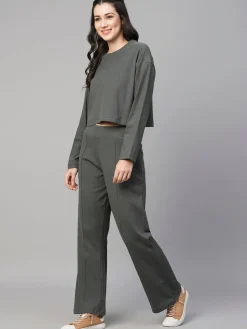 Women Cottonworld Trousers | Womens Co-Ord Sets^Women's Cotton Elastane Regular Fit Knit Pant