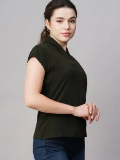 Women Cottonworld V-Neck^Women's Cotton Elastane Slim Fit Tshirt