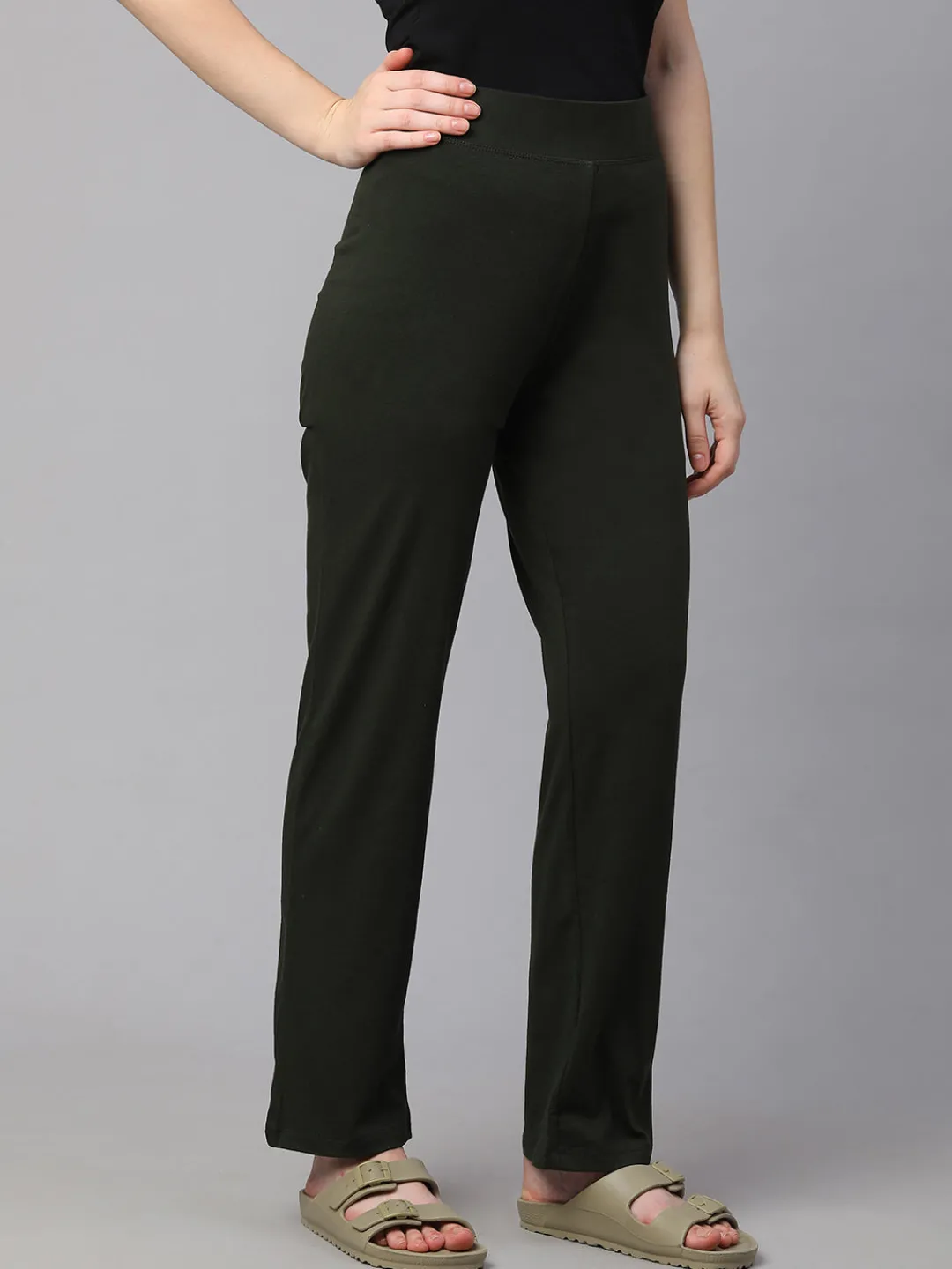 Women Cottonworld Trousers^Women's Cotton Elastane Regular Fit Knit Pant