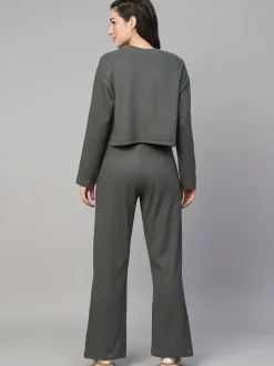 Women Cottonworld Trousers | Womens Co-Ord Sets^Women's Cotton Elastane Regular Fit Knit Pant