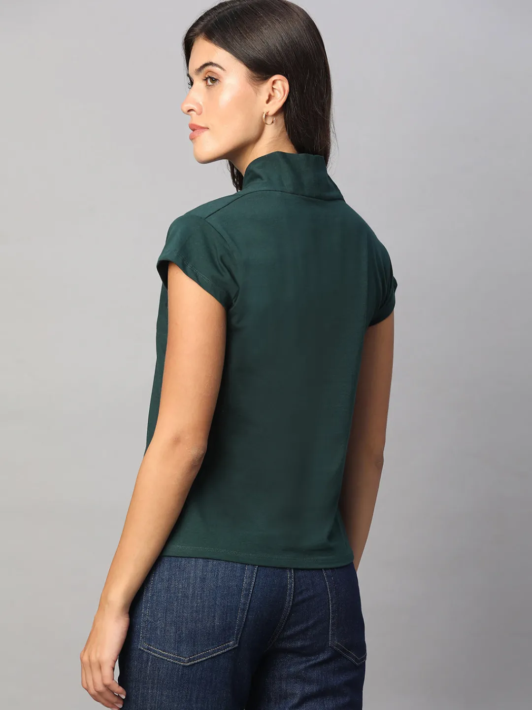 Women Cottonworld V-Neck^Women's Cotton Elastane Slim Fit Tshirt