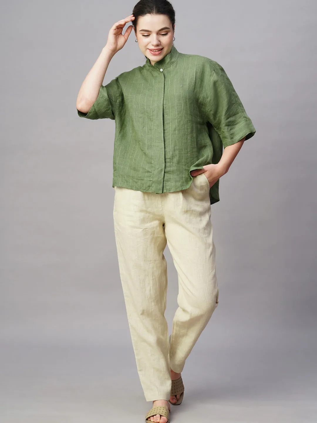 Women Cottonworld Tops & Shirts | Tops & Shirts^Women's Linen Boxy Fit Blouse