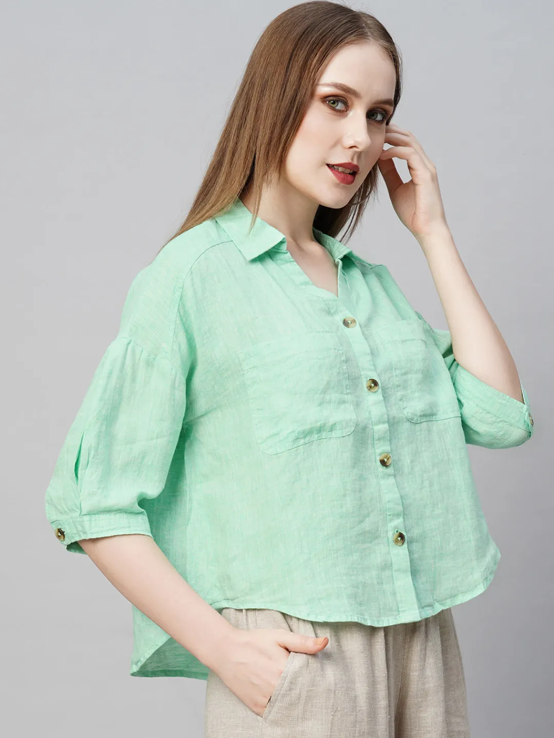 Women Cottonworld Tops & Shirts | Tops & Shirts^Women's Linen Loose Fit Blouse