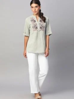 Women Cottonworld Tops & Shirts | Tops & Shirts^Women's Cotton Linen Regular Fit Blouse