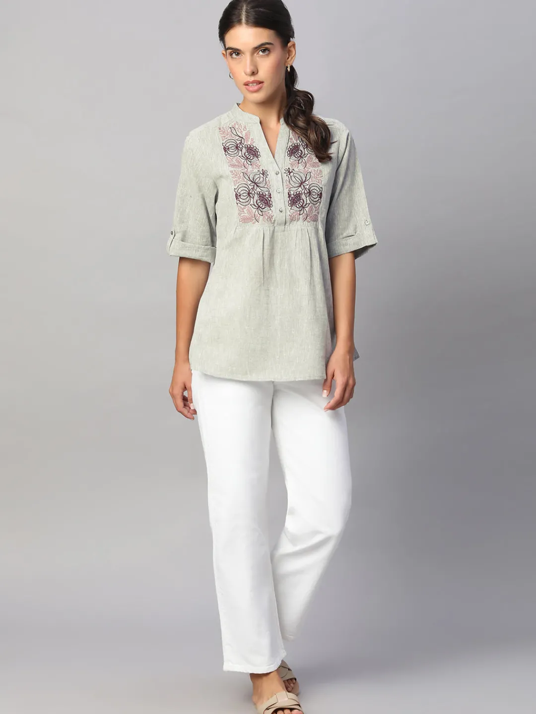 Women Cottonworld Tops & Shirts | Tops & Shirts^Women's Cotton Linen Regular Fit Blouse
