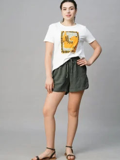 Women Cottonworld Shorts | Shorts^Women's Linen Viscose Regular Fit Shorts