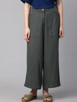 Women Cottonworld Culottes^Women's Linen Viscose Wide Leg Culotte