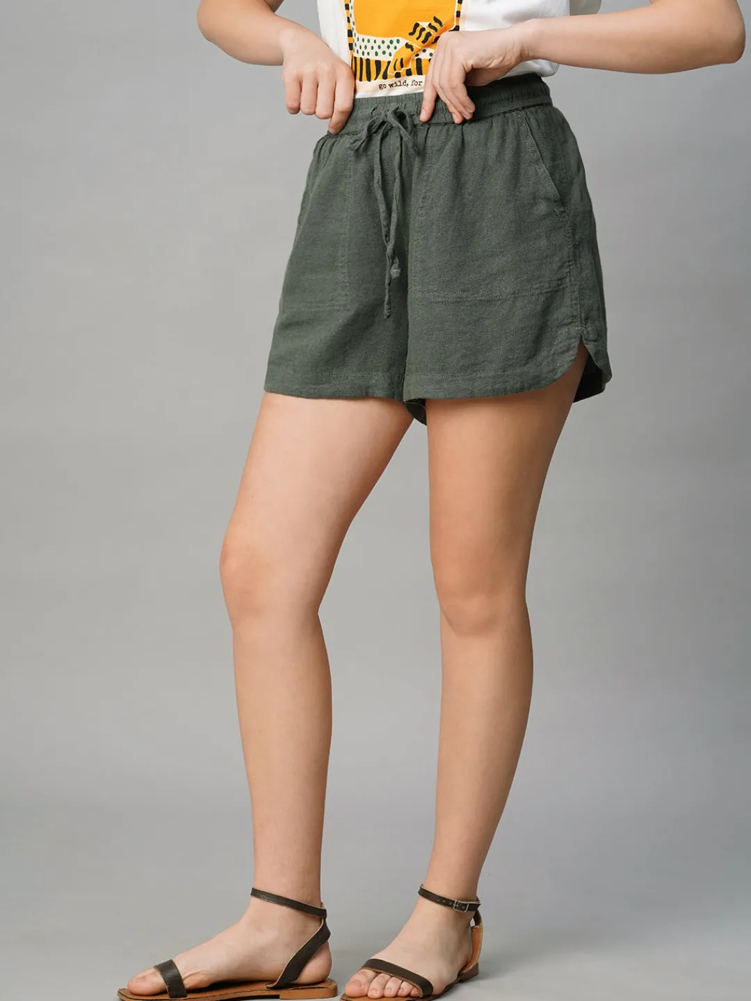 Women Cottonworld Shorts | Shorts^Women's Linen Viscose Regular Fit Shorts