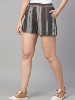 Women Cottonworld Shorts | Shorts^Women's Viscose Linen Regular Fit Shorts
