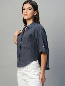 Women Cottonworld Tops & Shirts | Tops & Shirts^Women's 100% Linen Boxy Fit Blouse