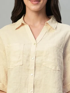 Women Cottonworld Tops & Shirts | Tops & Shirts^Women's 100% Linen Boxy Fit Blouse