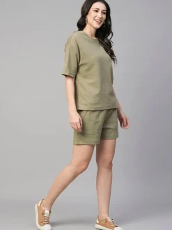 Women Cottonworld Shorts | Womens Co-Ord Sets^Women's Cotton Elastane Regular Fit Knit Shorts