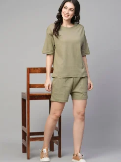 Women Cottonworld Shorts | Womens Co-Ord Sets^Women's Cotton Elastane Regular Fit Knit Shorts