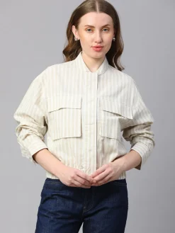 Women Cottonworld Jackets^Women's Cotton Linen Boxy Fit Jacket