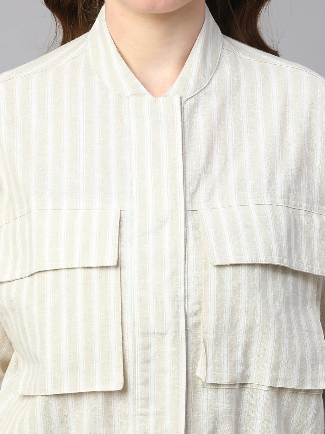 Women Cottonworld Jackets^Women's Cotton Linen Boxy Fit Jacket