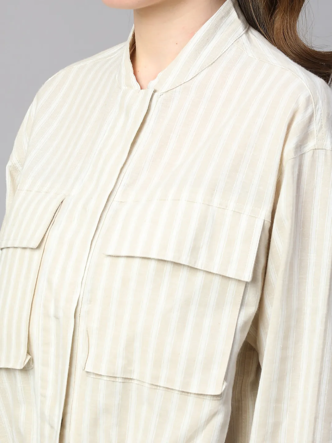 Women Cottonworld Jackets^Women's Cotton Linen Boxy Fit Jacket
