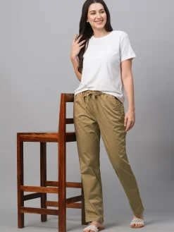 Women Cottonworld Trousers^Women's Cotton Lycra Regular Fit Pant