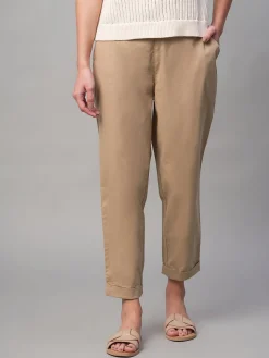 Women Cottonworld Trousers^Women's Cotton Lycra Regular Fit Pant