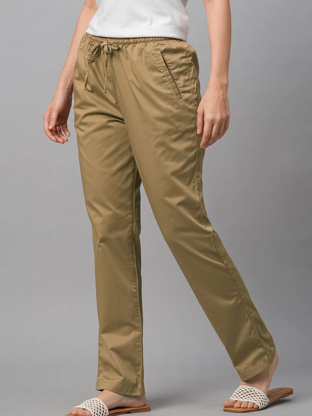 Women Cottonworld Trousers^Women's Cotton Lycra Regular Fit Pant