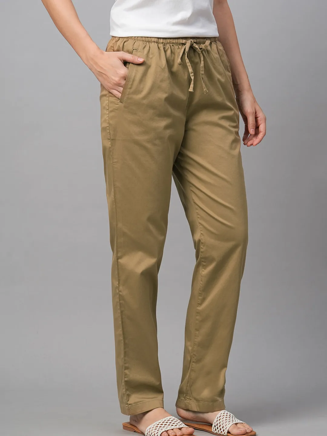 Women Cottonworld Trousers^Women's Cotton Lycra Regular Fit Pant