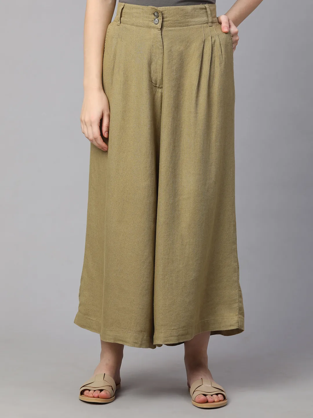 Women Cottonworld Culottes^Women's Linen Viscose Regular Fit Culotte