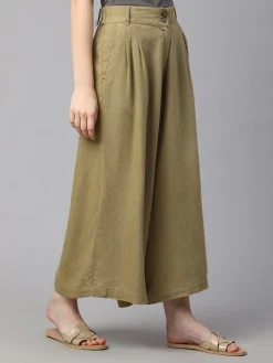 Women Cottonworld Culottes^Women's Linen Viscose Regular Fit Culotte