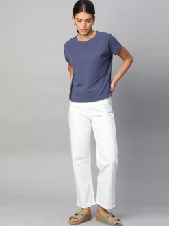 Women Cottonworld Women | Round Neck^Women's Cotton Bamboo Elastane Regular Fit Tshirt