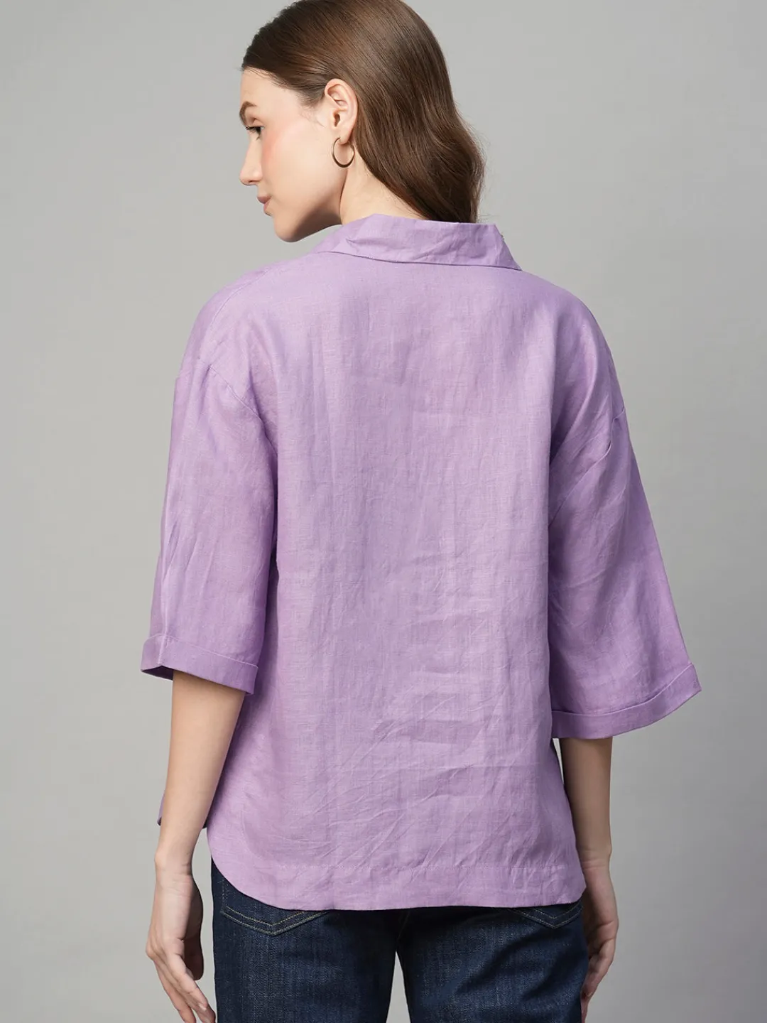 Women Cottonworld Tops & Shirts | Tops & Shirts^Women's 100% Linen Boxy Fit Blouse