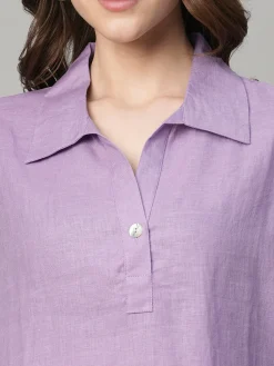 Women Cottonworld Tops & Shirts | Tops & Shirts^Women's 100% Linen Boxy Fit Blouse