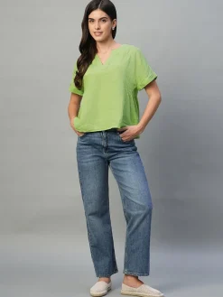 Women Cottonworld Tops & Shirts | Tops & Shirts^Women's 100% Linen Regular Fit Blouse