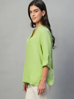 Women Cottonworld Tops & Shirts | Tops & Shirts^Women's 100% Linen Regular Fit Blouse