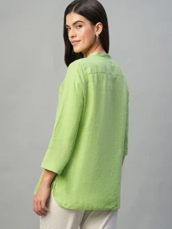 Women Cottonworld Tops & Shirts | Tops & Shirts^Women's 100% Linen Regular Fit Blouse
