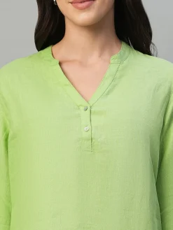 Women Cottonworld Tops & Shirts | Tops & Shirts^Women's 100% Linen Regular Fit Blouse
